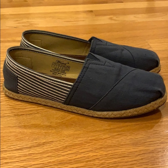 Navy Stripe Espadrille Slip Ons - Picture 1 of 2